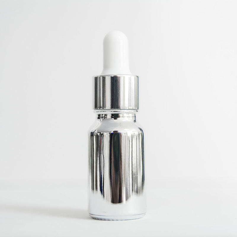 Silver Coated Essential Oil Bottles Glass with Pipette Dropper 10~50ml