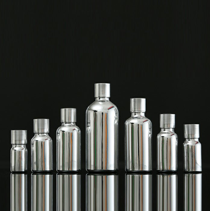 Silver Coated Essential Oil Bottles Glass with Pipette Dropper 10~50ml