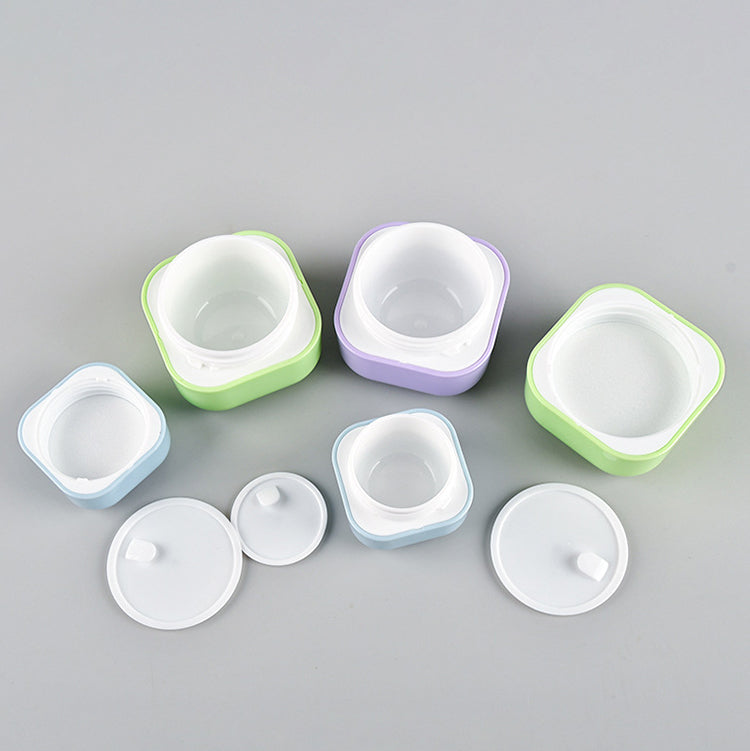 Square Double-Walled Plastic Cream Jar | Perfect for Cosmetic & Skin Care (Sizes: 5g, 10g, 20g, 30g)