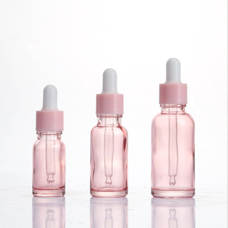 Pink Glass Dropper Bottles for Cosmetics - 10ml, 20ml, 30ml / 1OZ