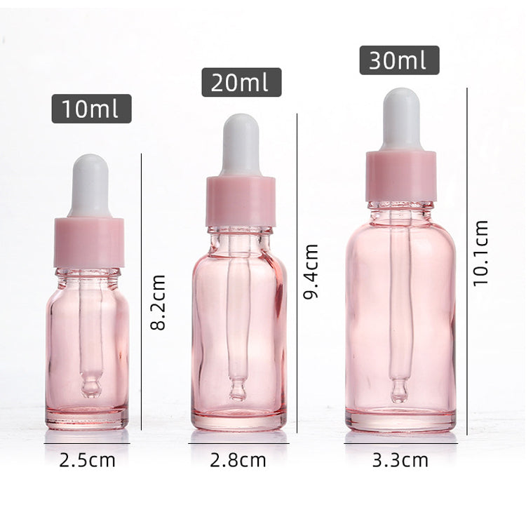 Pink Glass Dropper Bottles for Cosmetics - 10ml, 20ml, 30ml / 1OZ