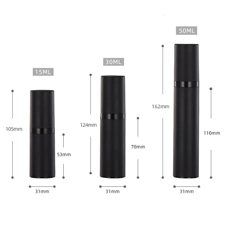 Black Airless Bottle with Pump or Dispenser for Cosmetic- 15, 30, 50ml