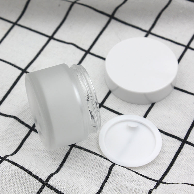 Frosted Glass Cosmetic Jars -10g 20g 30g Empty Container with Gold Lid