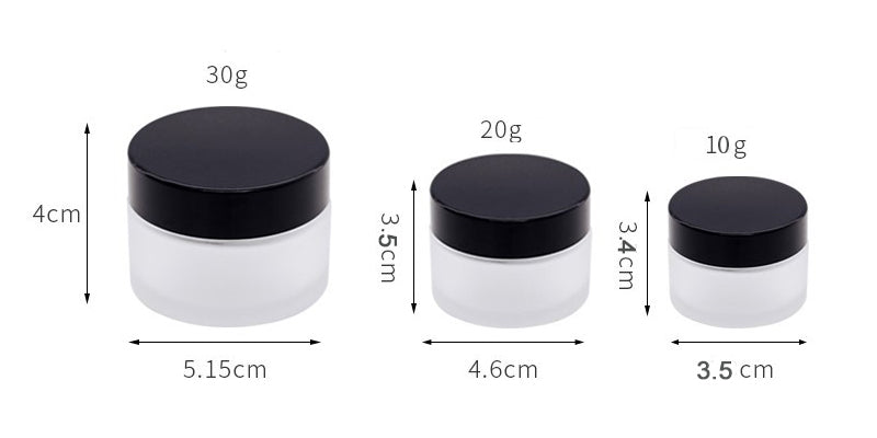 Frosted Glass Cosmetic Jars -10g 20g 30g Empty Container with Gold Lid