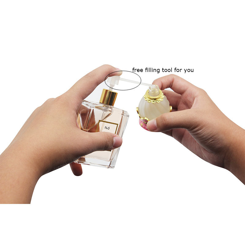 Refillable Perfume Glass Bottles - 10pcs Arabic Style with Crystal Cap
