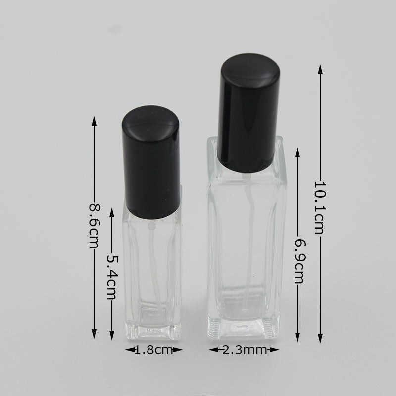 Clear Glass Perfume Spray Bottle 10ml 20ml - Square Cosmetic Container