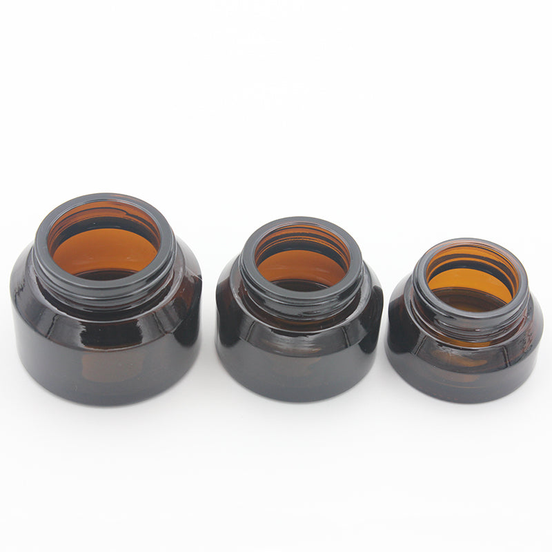 15g 30g Empty Glass Cosmetic Jar Pot Green Amber for Face Cream with Plastic Lid