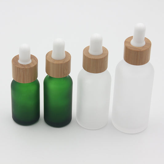 Frosted Green Glass Dropper Bottle