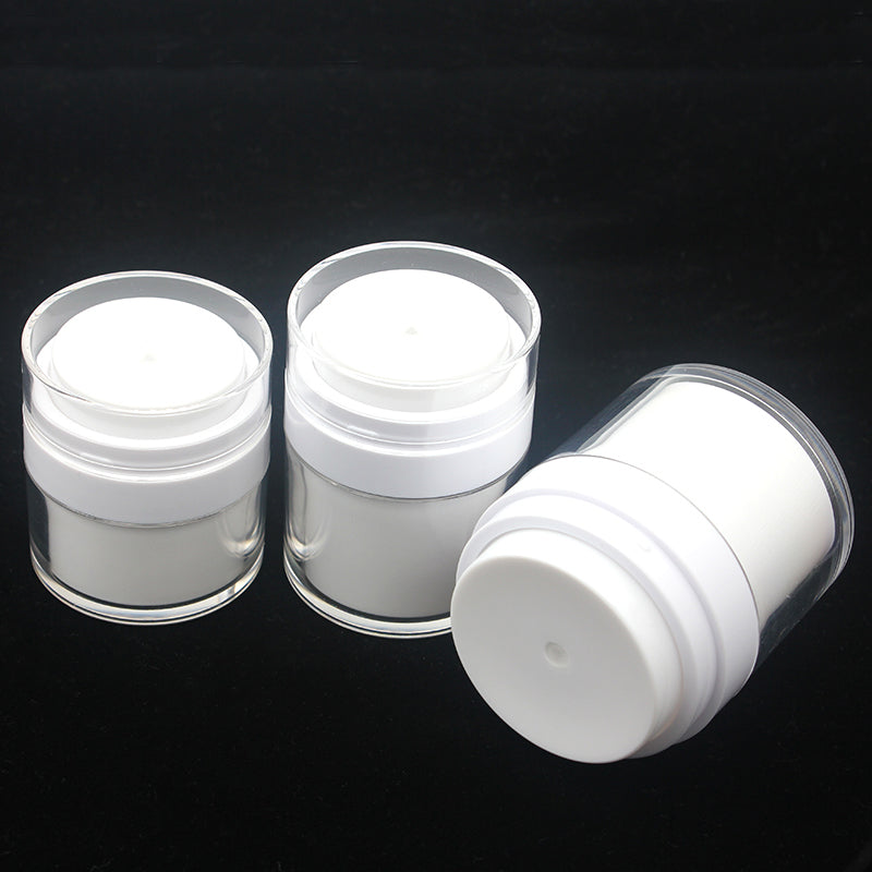 Airless Pump Cream Jar - 15 30 50g White Acrylic Cosmetic Container