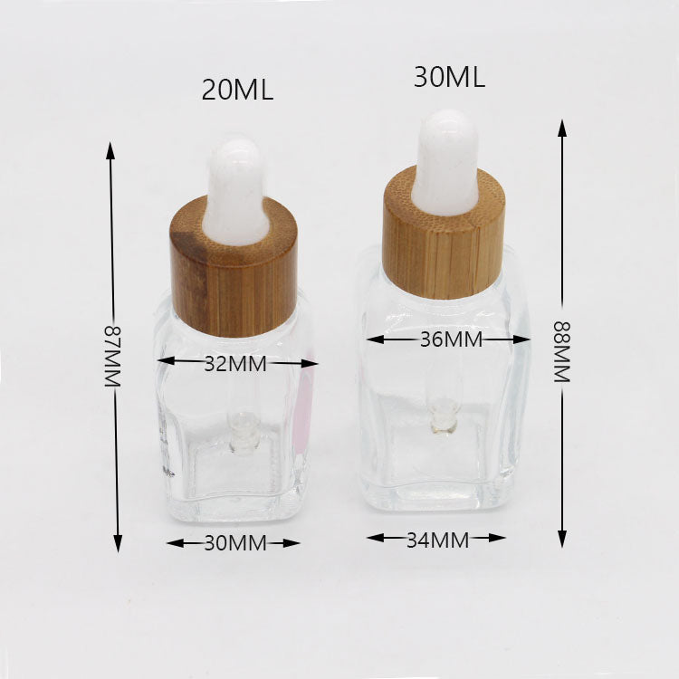 Square Glass Dropper Bottles with Bamboo Cap - 240PCS 20ml 30ml Amber
