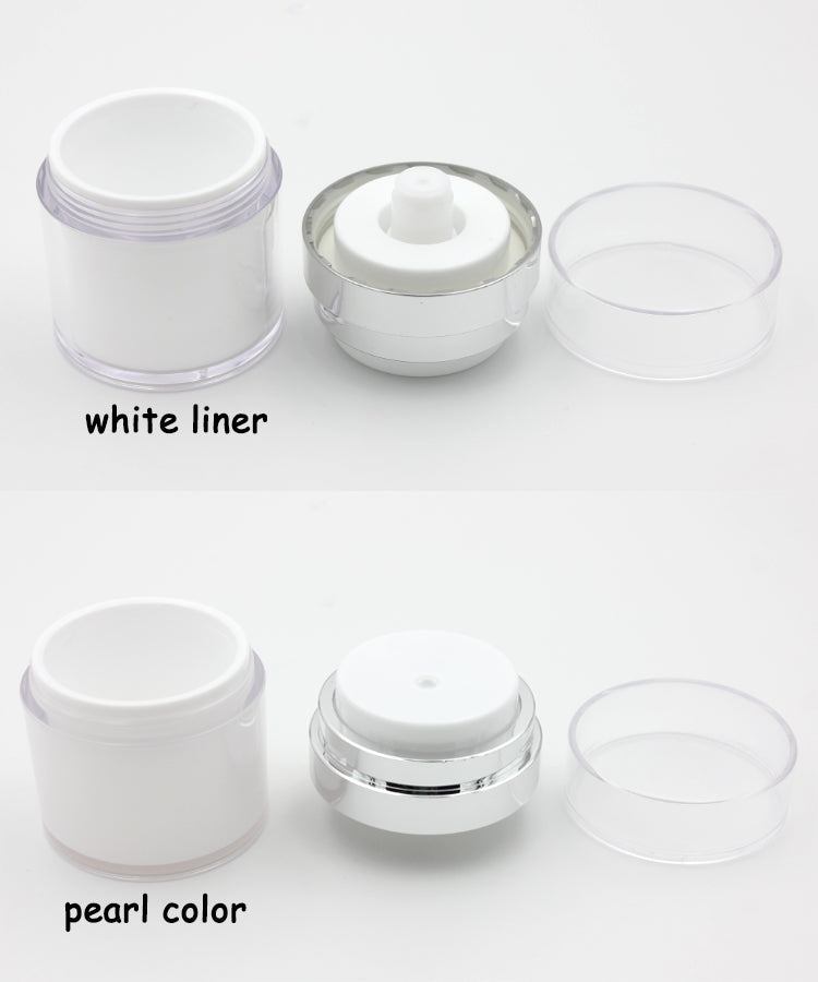 Airless Cream Jar Cosmetic Packaging with Pump - 15-50g Pearl White
