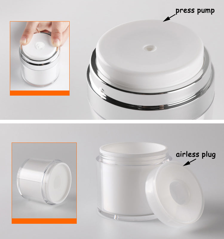 Airless Cream Jar Cosmetic Packaging with Pump - 15-50g Pearl White