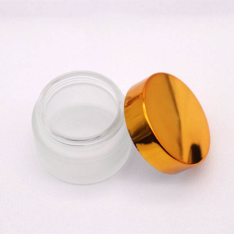 Frosted Glass Cosmetic Jars -10g 20g 30g Empty Container with Gold Lid
