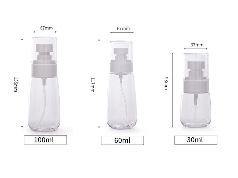 30ml 60ml 100ml Empty Plastic Mist Spray bottle Cosmetic Container with Atomizer Pump