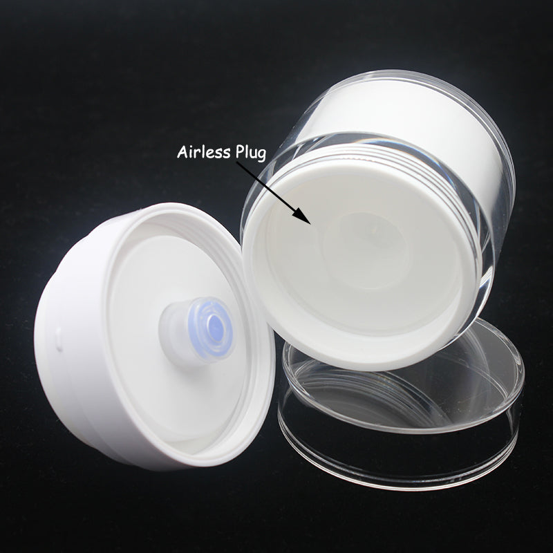 Airless Pump Cream Jar - 15 30 50g White Acrylic Cosmetic Container