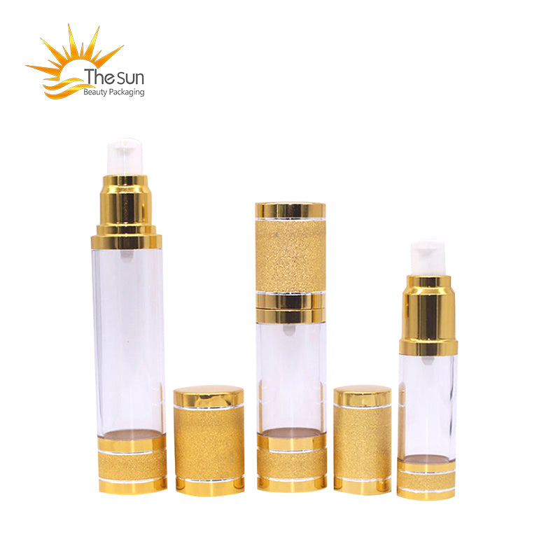 Refillable Airless Pump Bottles for Cosmetics - Gold/Pink 15/30/50 ml