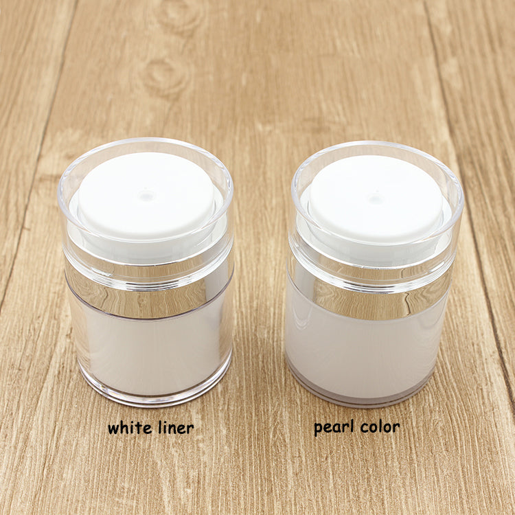 Airless Cream Jar Cosmetic Packaging with Pump - 15-50g Pearl White