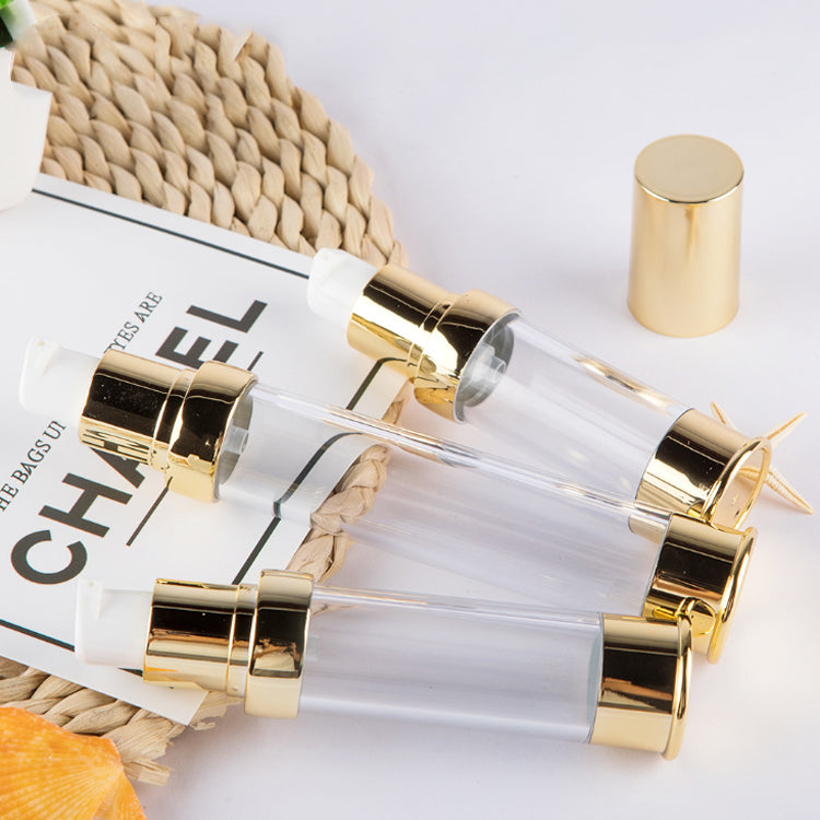 Empty Airless Pump Bottles in Silver and Gold for Skincare 5ml~50ml