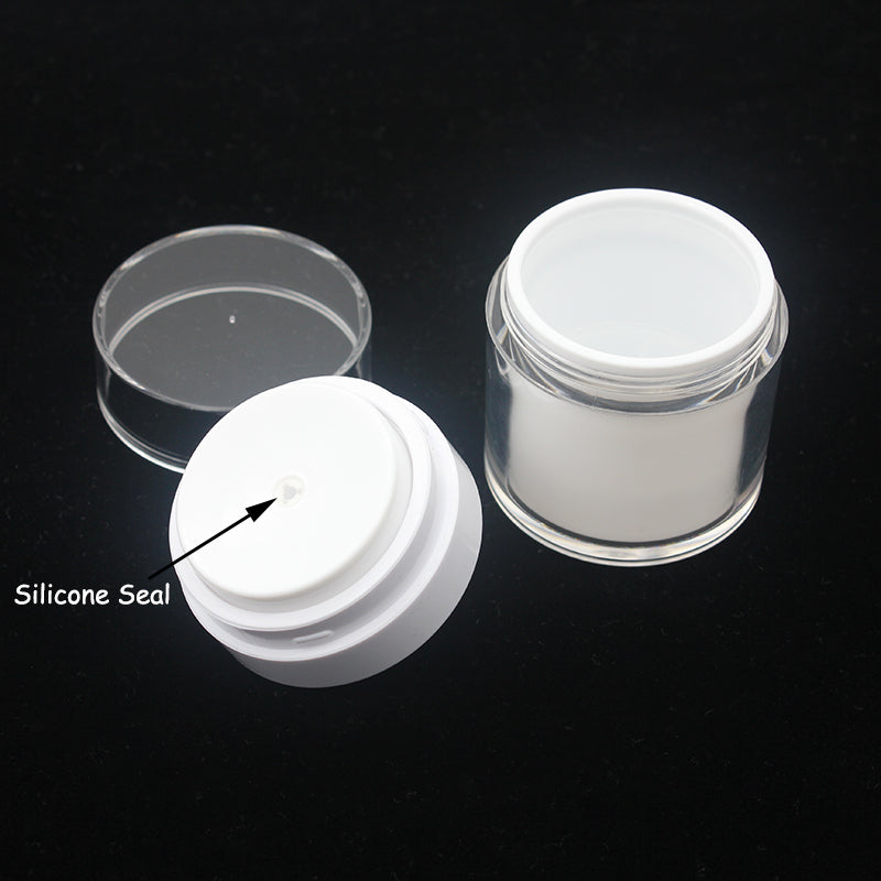 Airless Pump Cream Jar - 15 30 50g White Acrylic Cosmetic Container