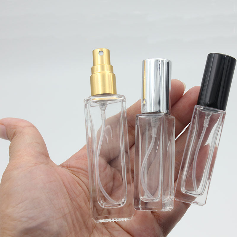 Clear Glass Perfume Spray Bottle 10ml 20ml - Square Cosmetic Container