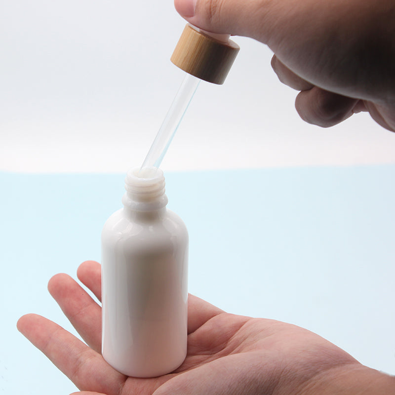Whiteware Essential Oil Bottle with Bamboo Dropper Cap - 15, 30, 50ml