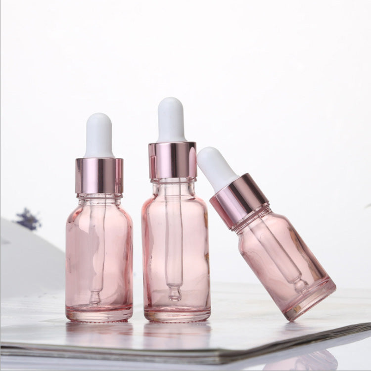 Essential Oil Bottles with Dropper & Rose Gold Cap- 10~50ml Pink Glass