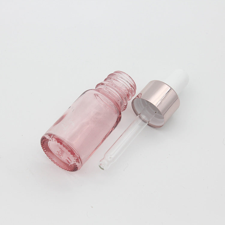 Essential Oil Bottles with Dropper & Rose Gold Cap- 10~50ml Pink Glass