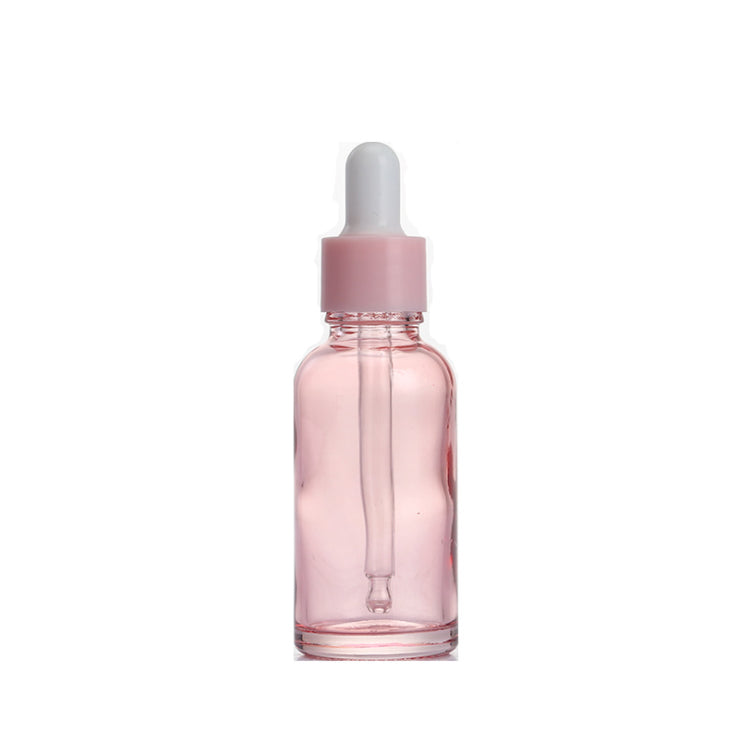 Pink Glass Dropper Bottles for Cosmetics - 10ml, 20ml, 30ml / 1OZ