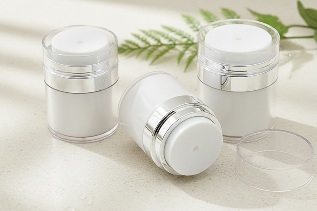 Airless Packaging jars for creams, modern beauty storage solutions.
