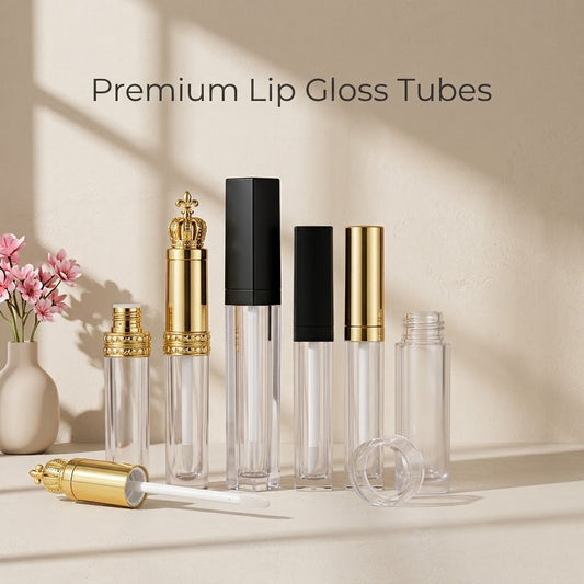 Various premium Lip Gloss Tubes, showcasing small-batch packaging options.