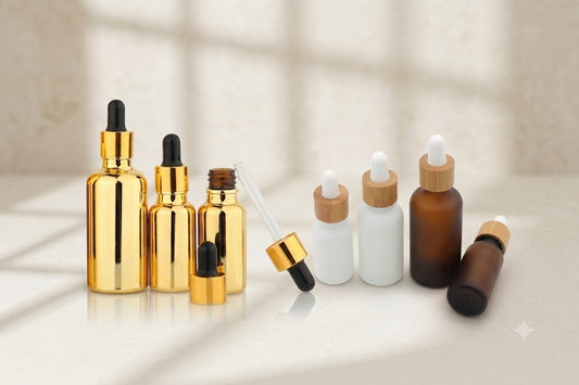 Various custom wholesale dropper bottles for light-sensitive skincare.