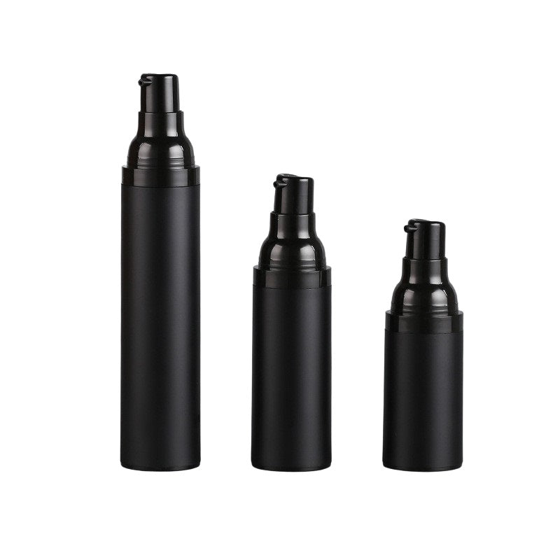 15ml 30ml 50ml Black Airless Bottle with Lotion Cream Pump or Dispenser For Cosmetics