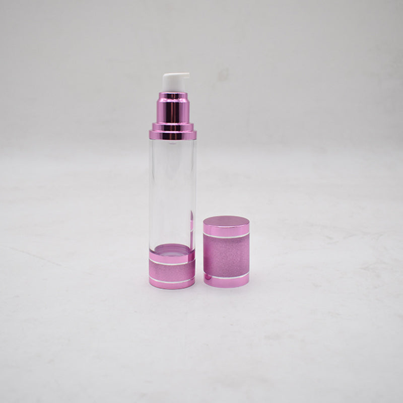 Gold Airless Pump Dispenser 15/30ml - Refillable Portable Cosmetic Lotion Bottle in Pink