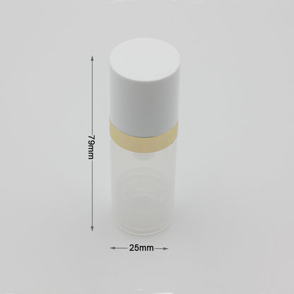 Empty 10ml Airless Pump Bottles Lotion Clear Plastic Vacuum Bottle for Cosmetics with Silver Gold Ring Cosmetic Packaging