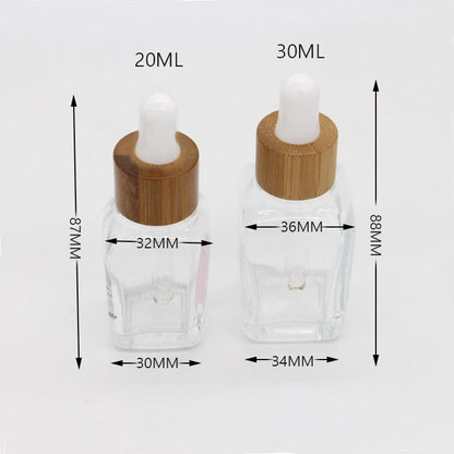 240PCS/Lot 20ml 30ml Bamboo Essential Oil Bottle Glass Dropper Bottles Amber with Wooden Cap