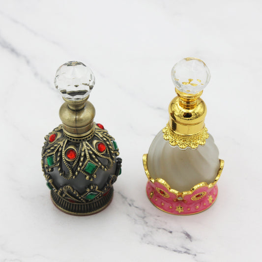 10PCS/Lot 15ML Refillable Perfume Bottle Glass Arabian Fragrance Essential Oil Container with Crystal