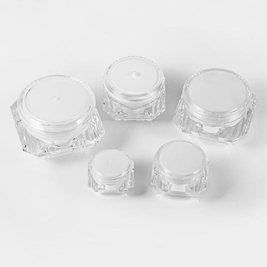 50PCS/Lot 5g 10g 15g White Plastic Cream Jar Diamond Shape Sample Cosmetics Container