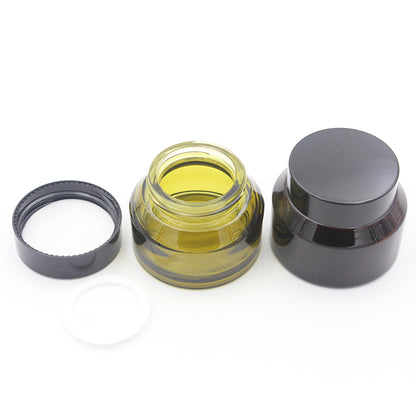 15g 30g 50g Glass Cosmetic Empty Jar Pot Green Amber Face Cream Container with Plastic Lid