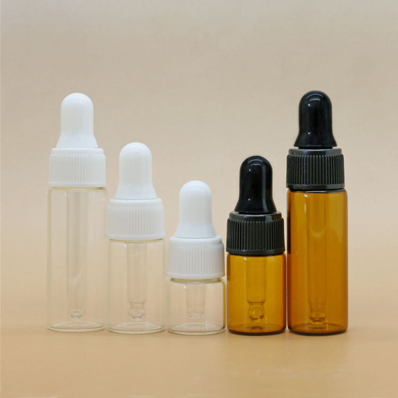 100PCS/Lot 2ml 3ml 5ml Mini Amber Glass Dropper Bottle Sample Container Essential Oil Perfume Vial