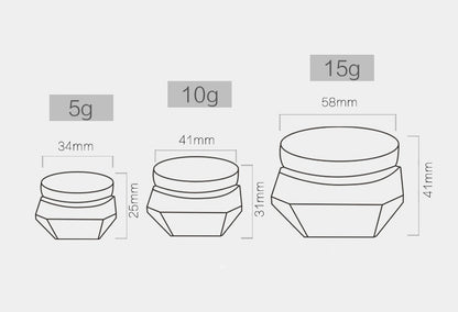 50PCS/Lot 5g 10g 15g White Plastic Cream Jar Diamond Shape Sample Cosmetics Container