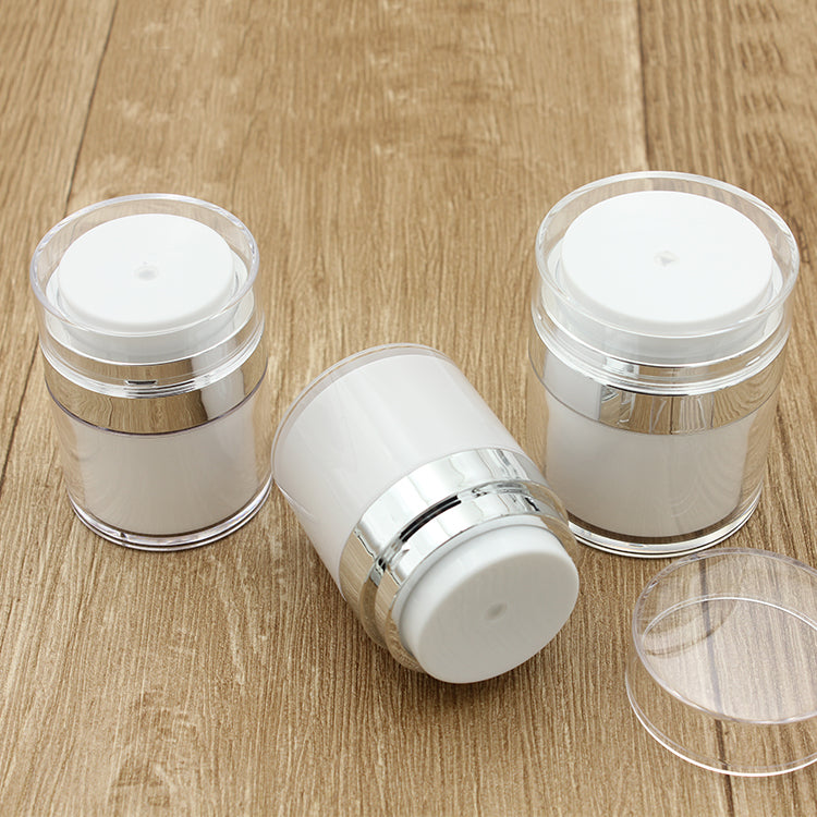 15 30 50g Pearl White Acrylic Airless Bottle Cream Jar with Pump Cosmetics Packaging