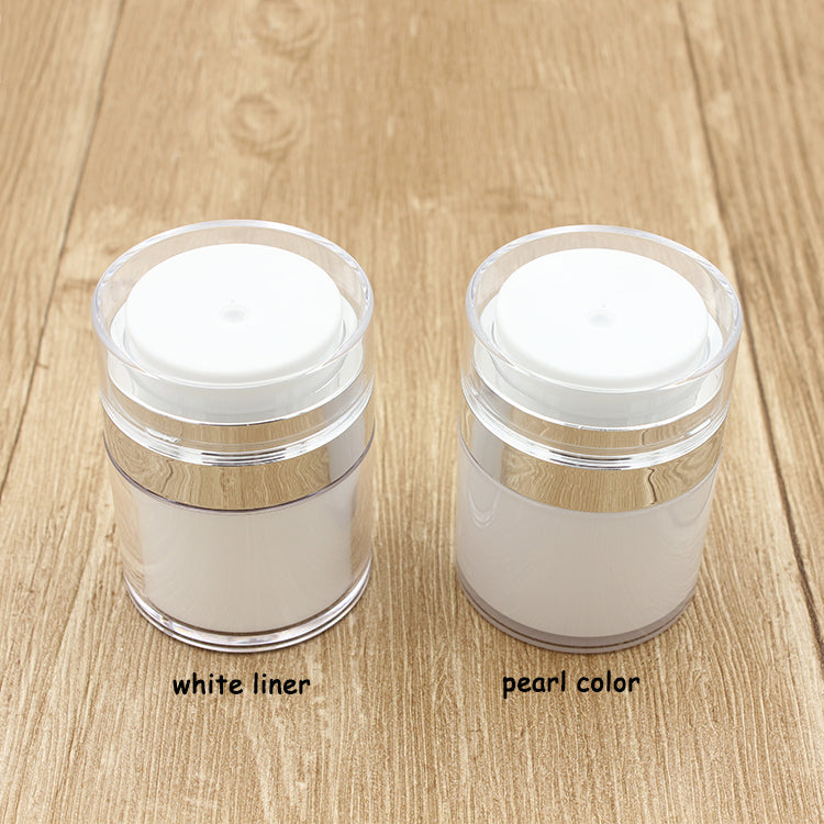 15 30 50g Pearl White Acrylic Airless Bottle Cream Jar with Pump Cosmetics Packaging