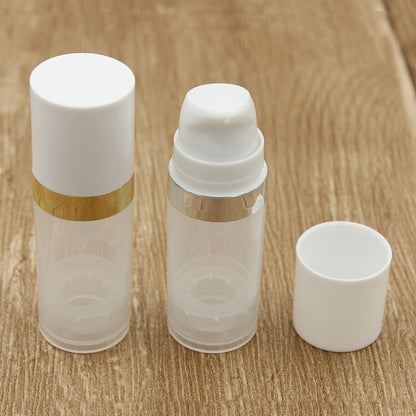Empty 10ml Airless Pump Bottles Lotion Clear Plastic Vacuum Bottle for Cosmetics with Silver Gold Ring Cosmetic Packaging