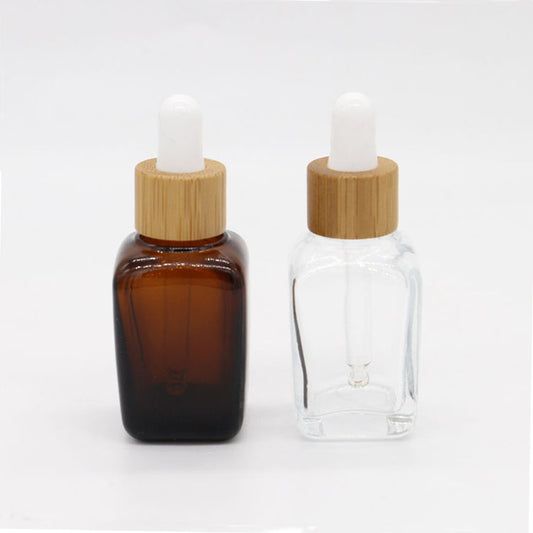 240PCS/Lot 20ml 30ml Bamboo Essential Oil Bottle Glass Dropper Bottles Amber with Wooden Cap