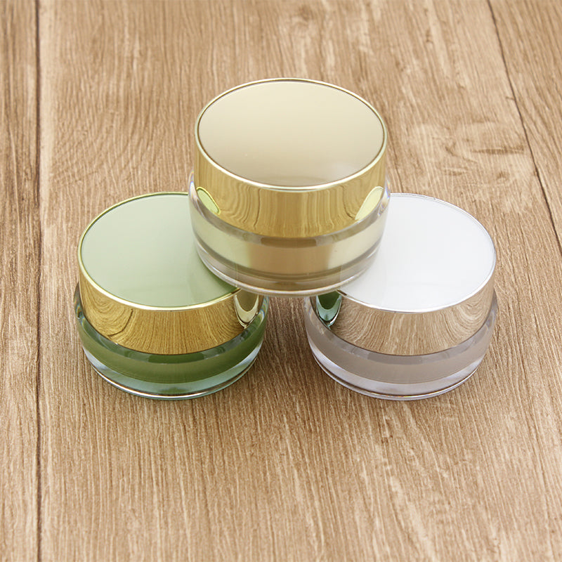 Shiny Acrylic Plastic Cream Jar 5g 10g 15g 30g for Cosmetic Packaging Container Gold White