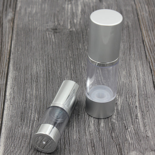 Silver Empty Cosmetic Airless Bottle 15ml 30ml 50ml Refillable Plastic Pump Bottles for Lotion