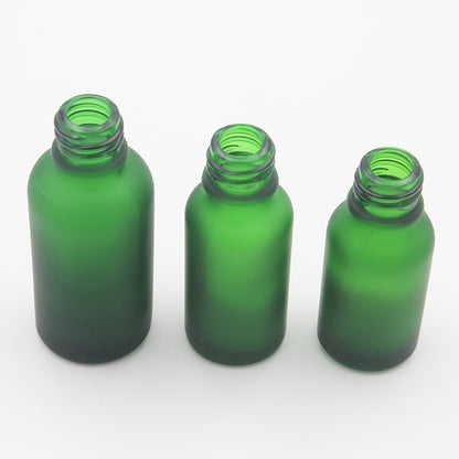 Frosted Green Glass Dropper Bottle Cosmetic 15~30ml with Bamboo Lid