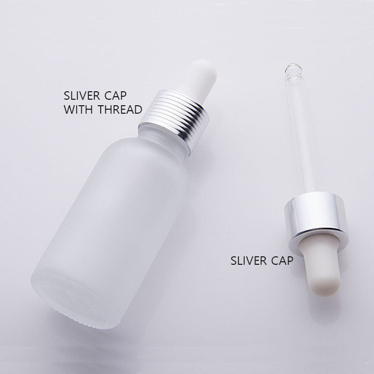 100PCS/Lot 15ml 20ml clear frost glass dropper bottle cosmetic for essential oil with gold silver black cap