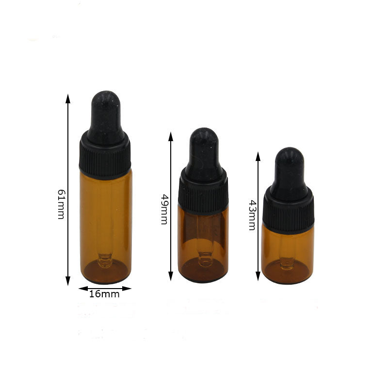 100PCS/Lot 2ml 3ml 5ml Mini Amber Glass Dropper Bottle Sample Container Essential Oil Perfume Vial