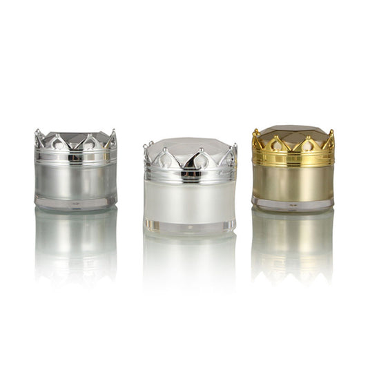 5g 10g cosmetic cream jar luxury empty cosmetics container with crown cap white gold silver